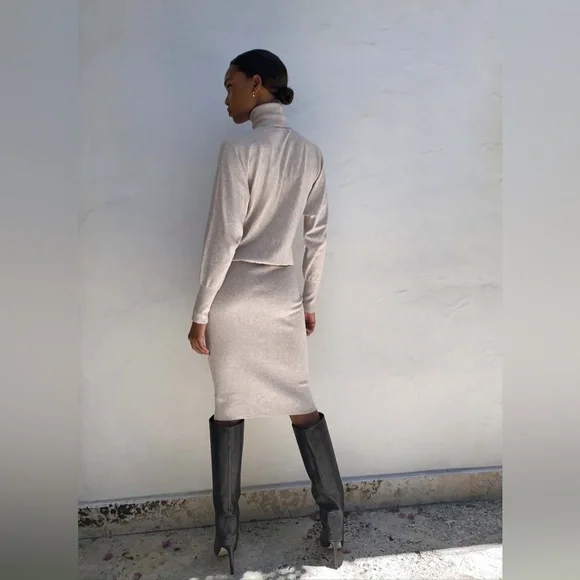 Aritzia Babaton Women’s Bogart Midi Dress Birch - Size Small - Picture 2 of 10